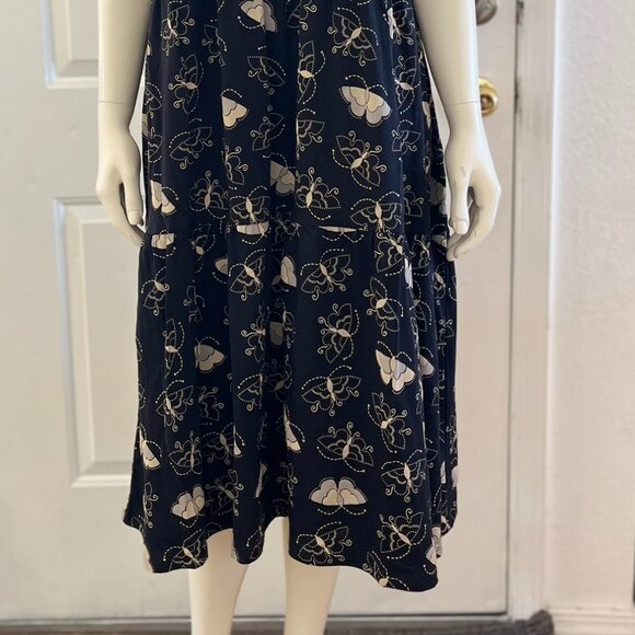 Gudrun Sjoden Woman's Organic Cotton M Black Butterfly Midi Dress Sz XL - Picture 5 of 8